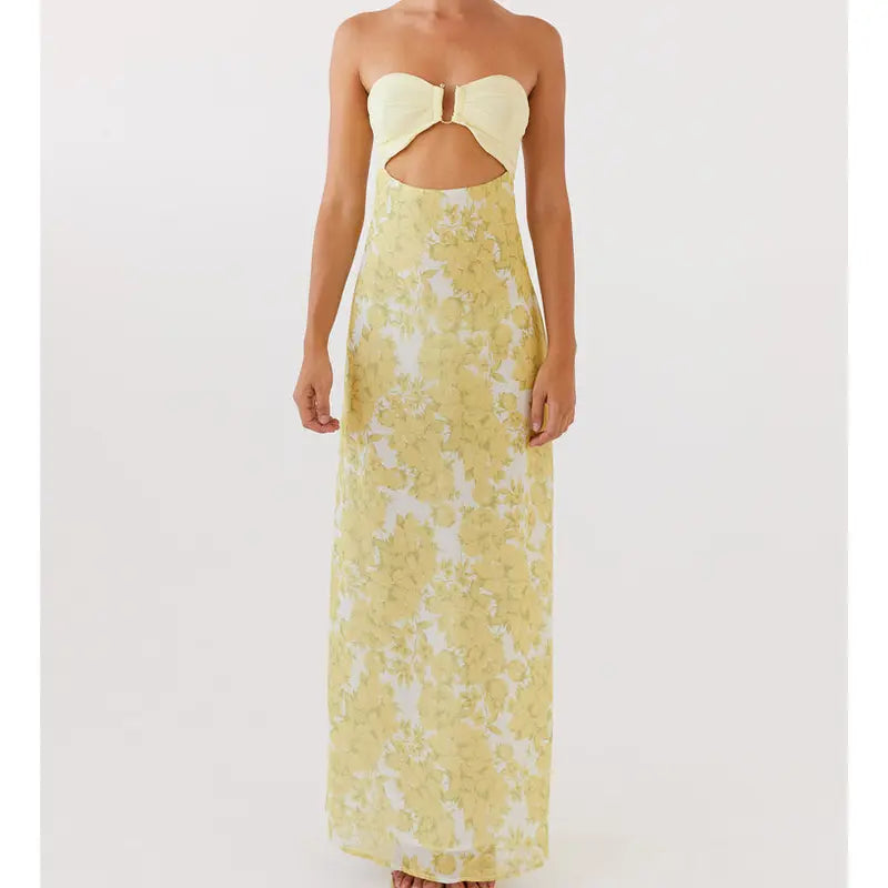 ✨Summer Sales✨Maxi Tube Dress  Fashion Floral Maxi Dress Strapless Dress